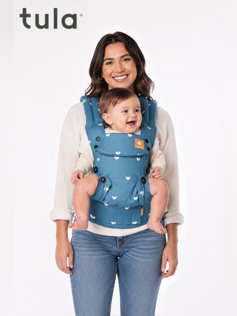 🛍️SALE🛍️ Tula Explore Carrier Playdate in Blue with White Heart Print